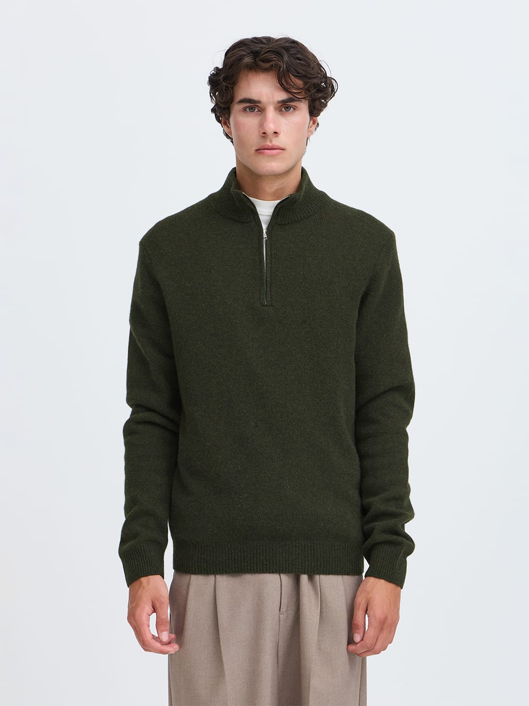 Pullover CFKARL HALFZIP LAMBSWOOL KNIT LR-12125 ELEGANCE MÉL Pullover Casual Friday 