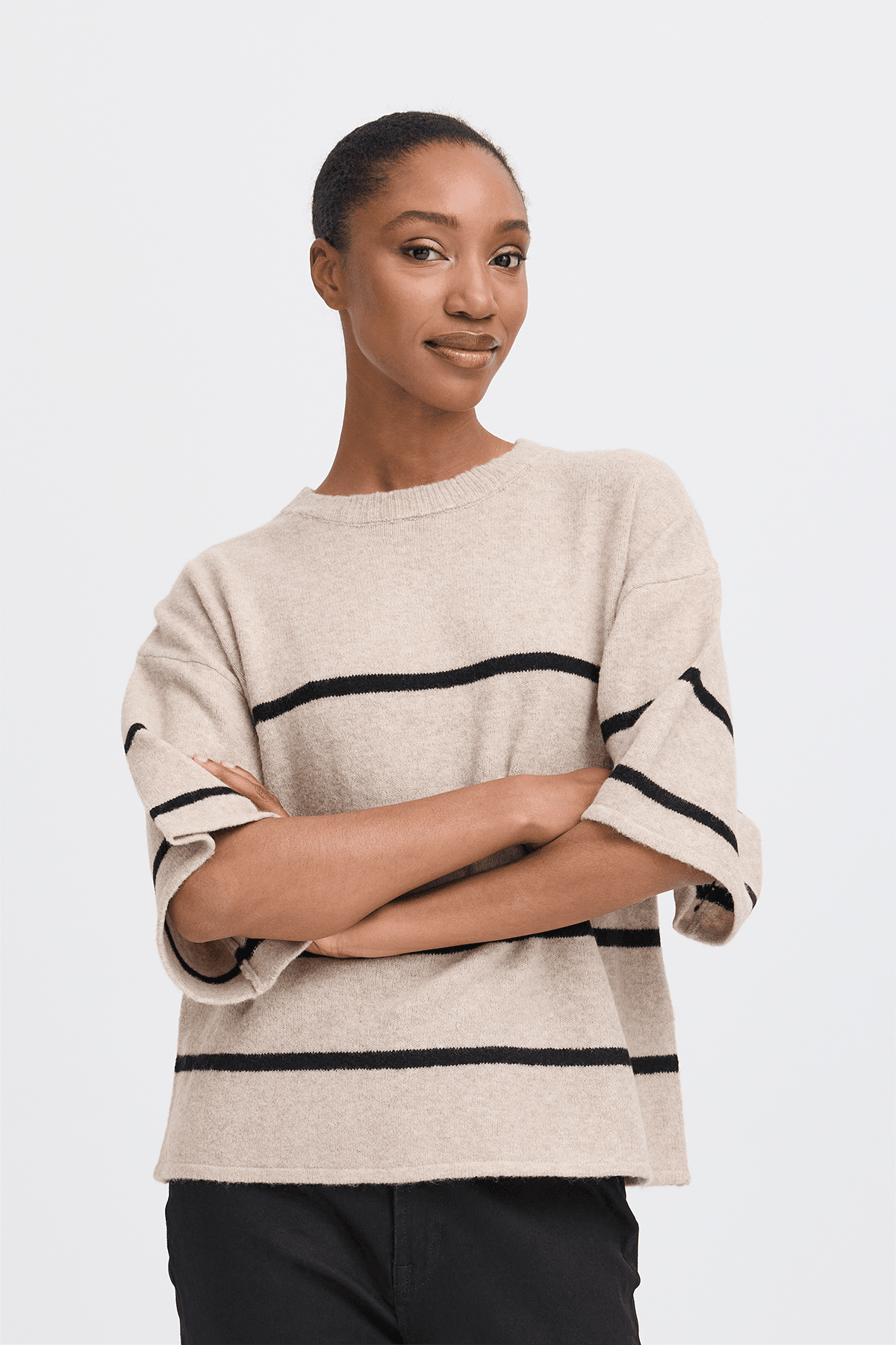 Pullover IHDASILA SS OATMEAL W. METEORITE STRIPE Pullover ICHI 