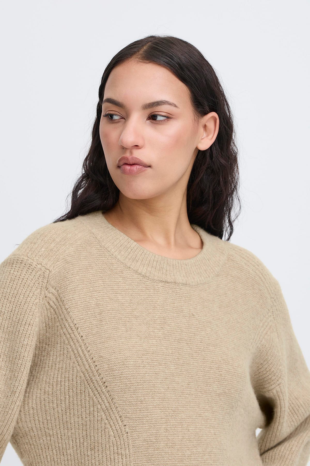 Pullover IHDUCIE LS Oatmeal Melange Pullover ICHI 