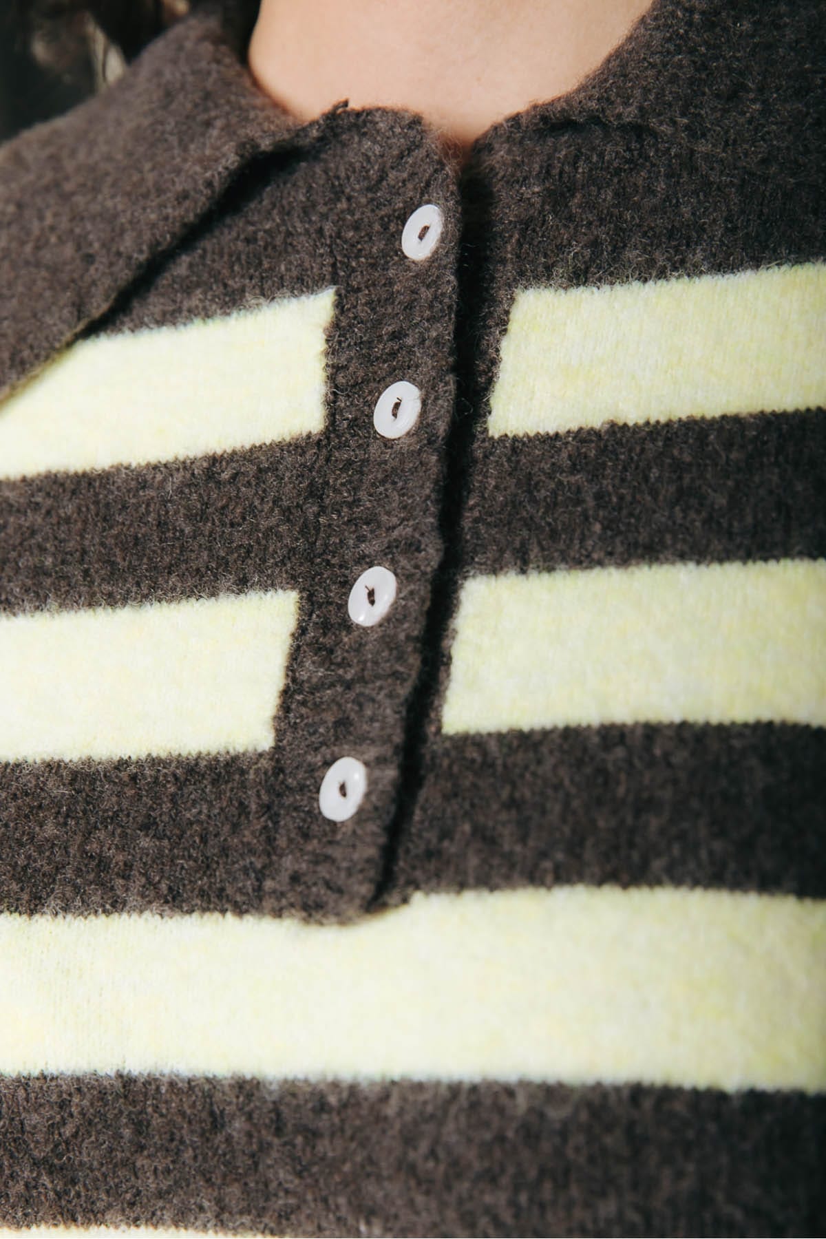 Pullover Linsey Striped Fluffy Knitted Brown / Yellow Pullover Colourful Rebel 