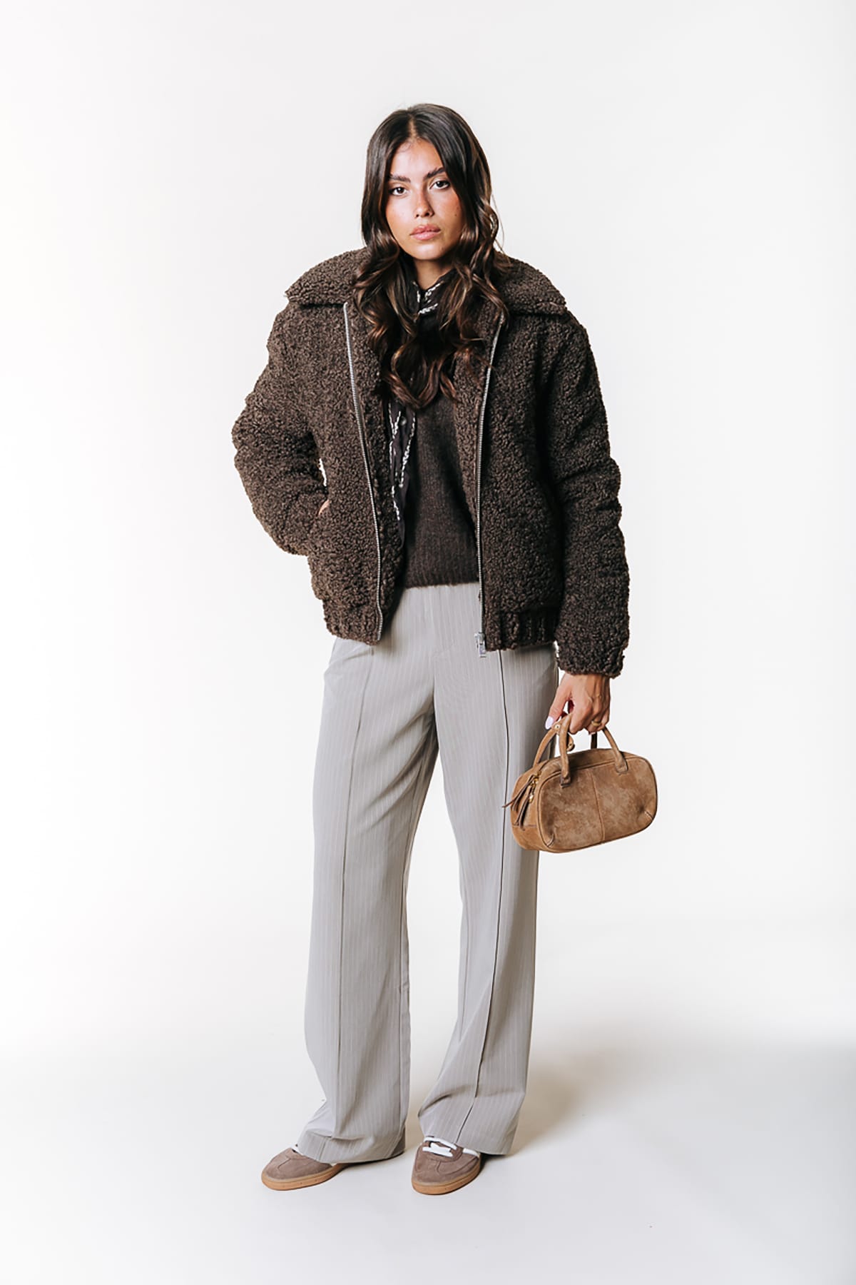 Pullover Olivia Crewneck Knitted Brown Pullover Colourful Rebel 