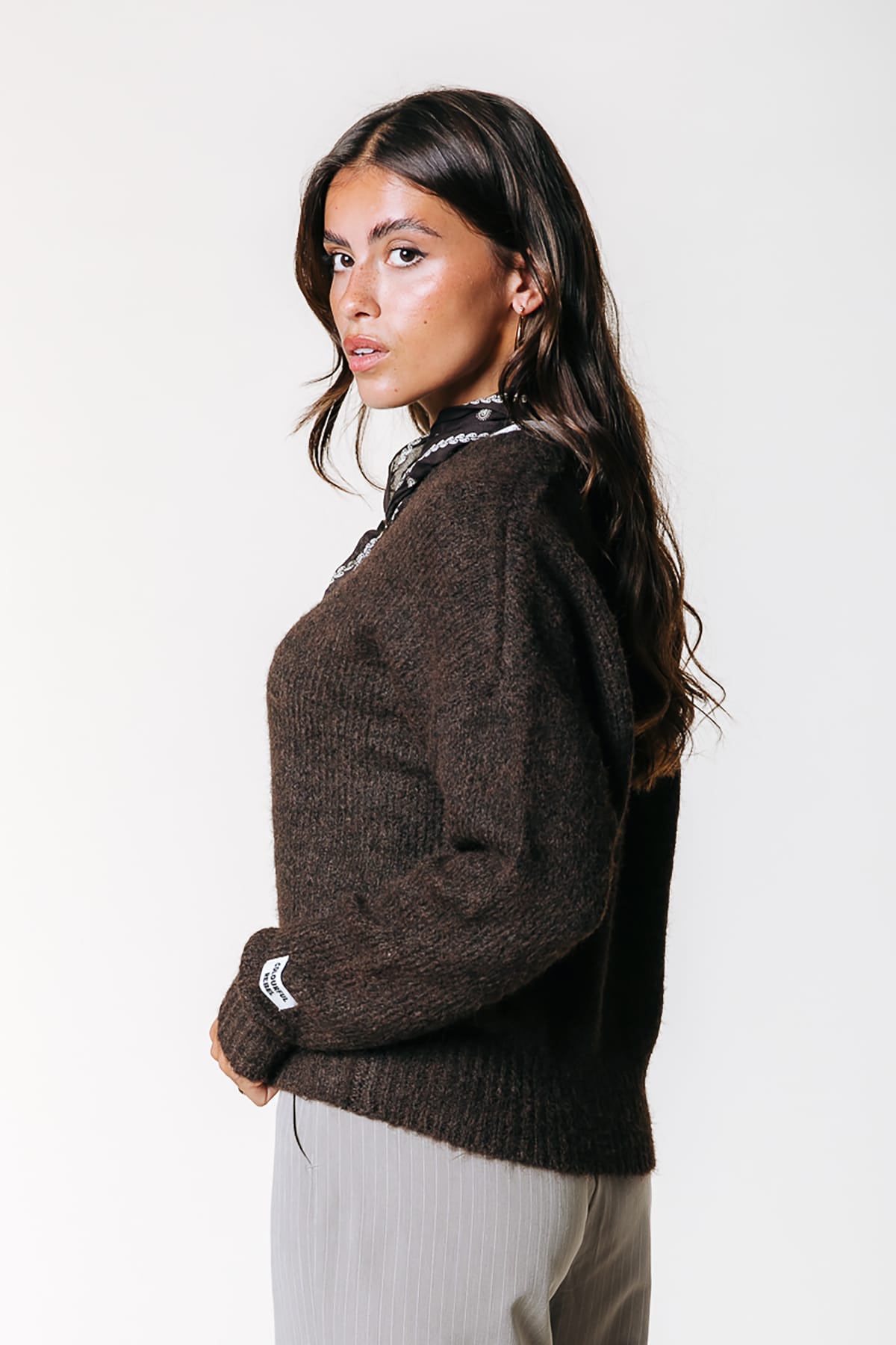 Pullover Olivia Crewneck Knitted Brown Pullover Colourful Rebel 