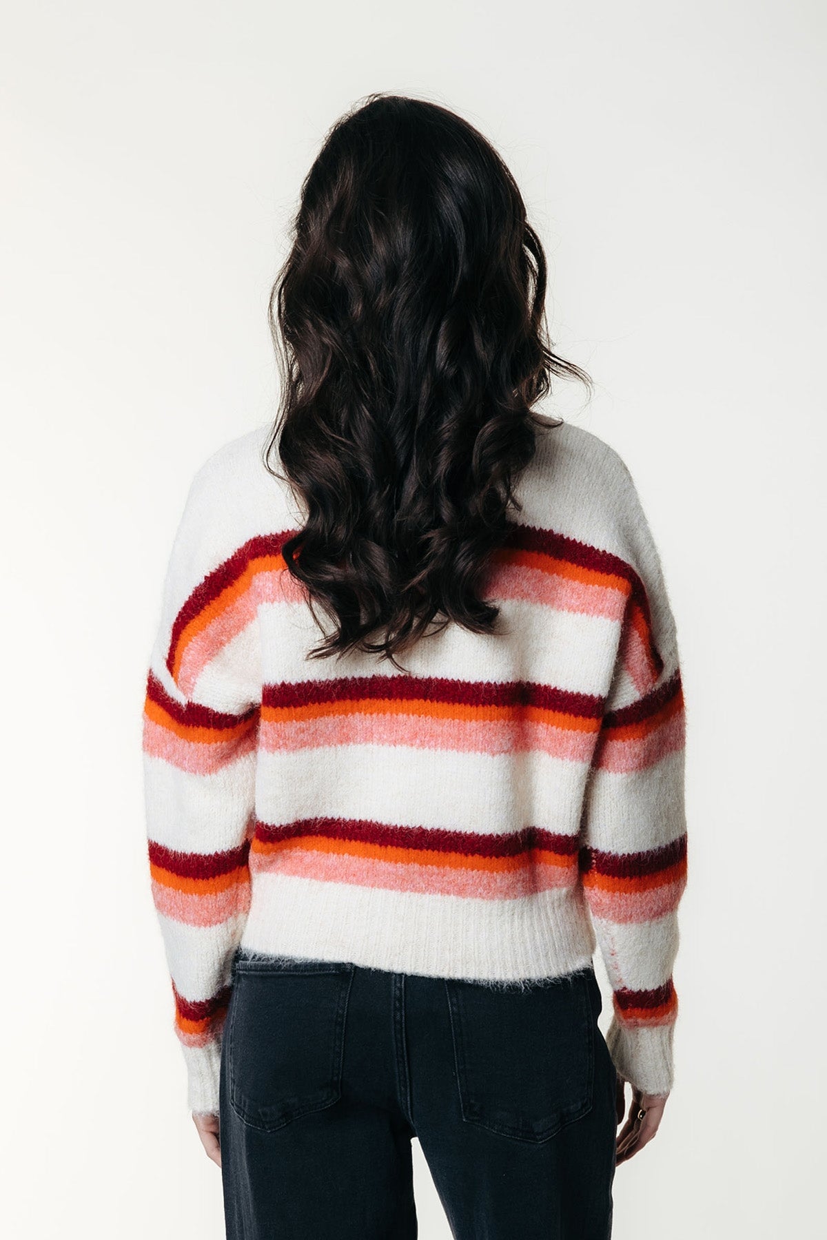 Pullover Olivia Multi Stripe Crewneck Knitted Sweater Multicolor Pullover Colourful Rebel 