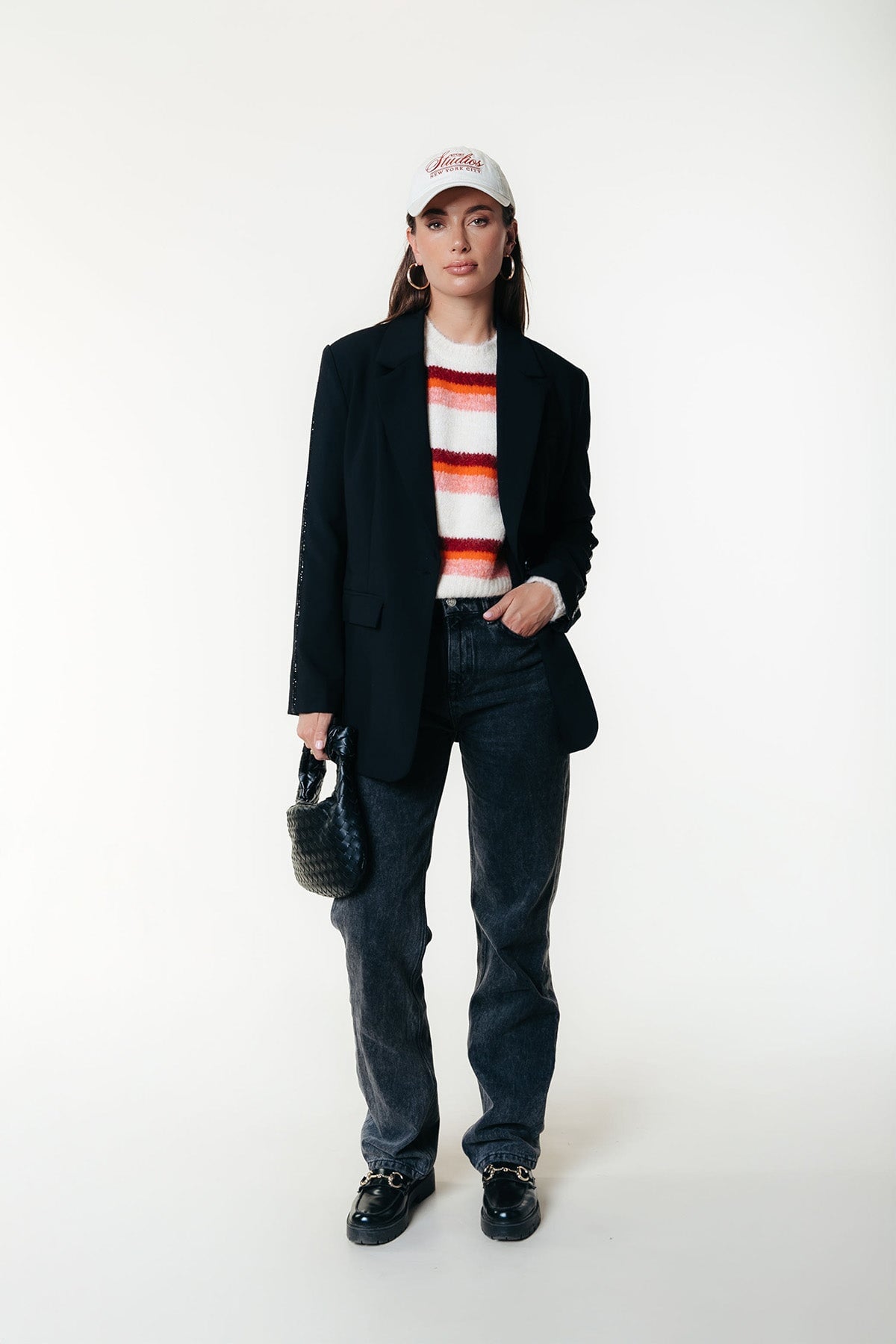 Pullover Olivia Multi Stripe Crewneck Knitted Sweater Multicolor Pullover Colourful Rebel 