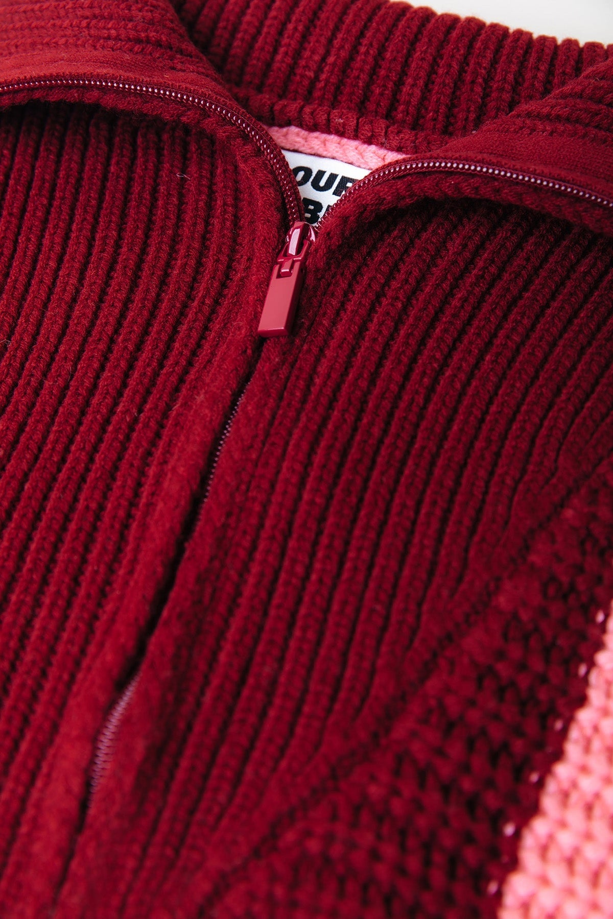 Pullover Yfke Stripe Knitwear Zip Pullover Pink / Red Pullover Colourful Rebel 