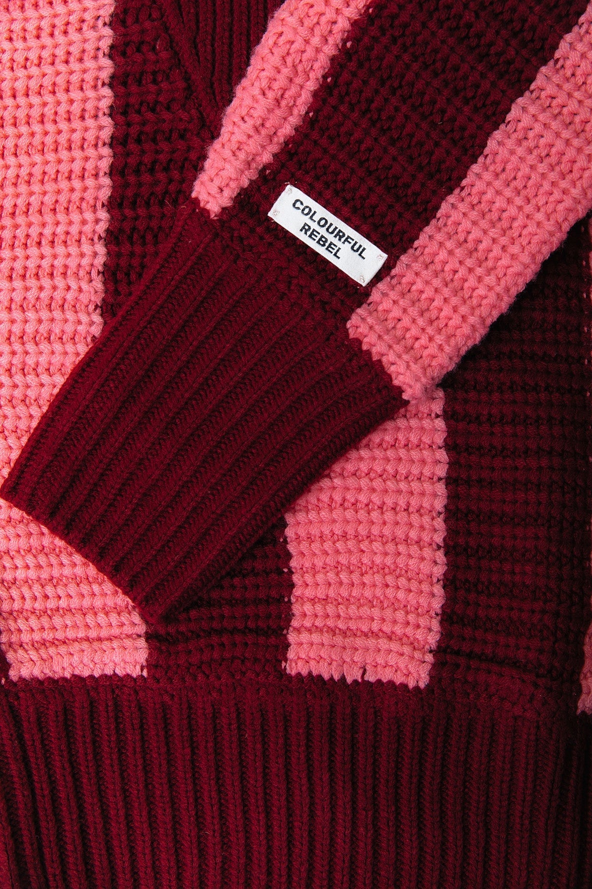Pullover Yfke Stripe Knitwear Zip Pullover Pink / Red Pullover Colourful Rebel 