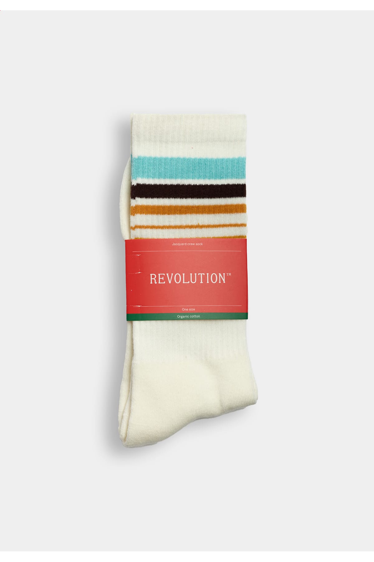 Socken Jaquard Crew Türkis/Gelbe Streifen Socken RVLT Revolution 