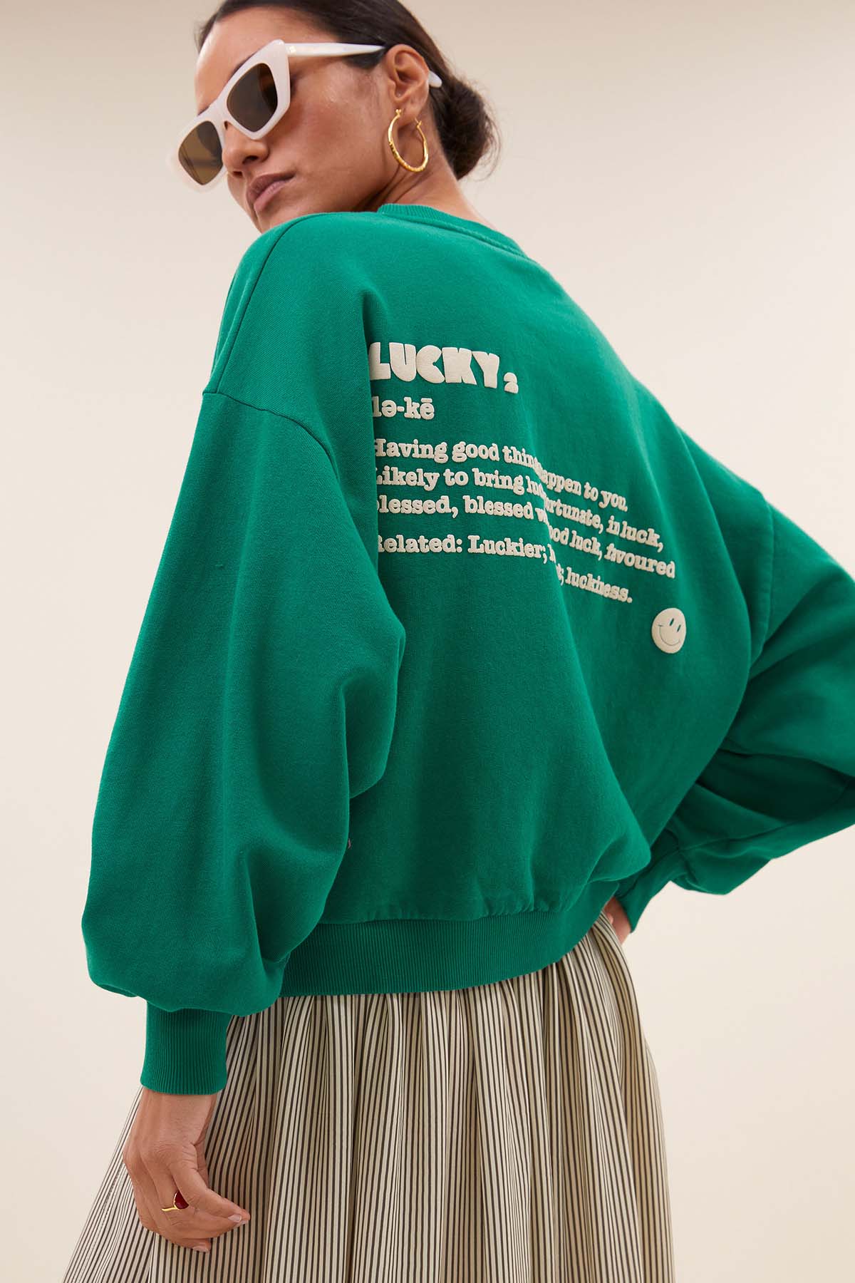 Sweatshirt bibi dictionary big sweater peacock green Sweatshirt By Bar 