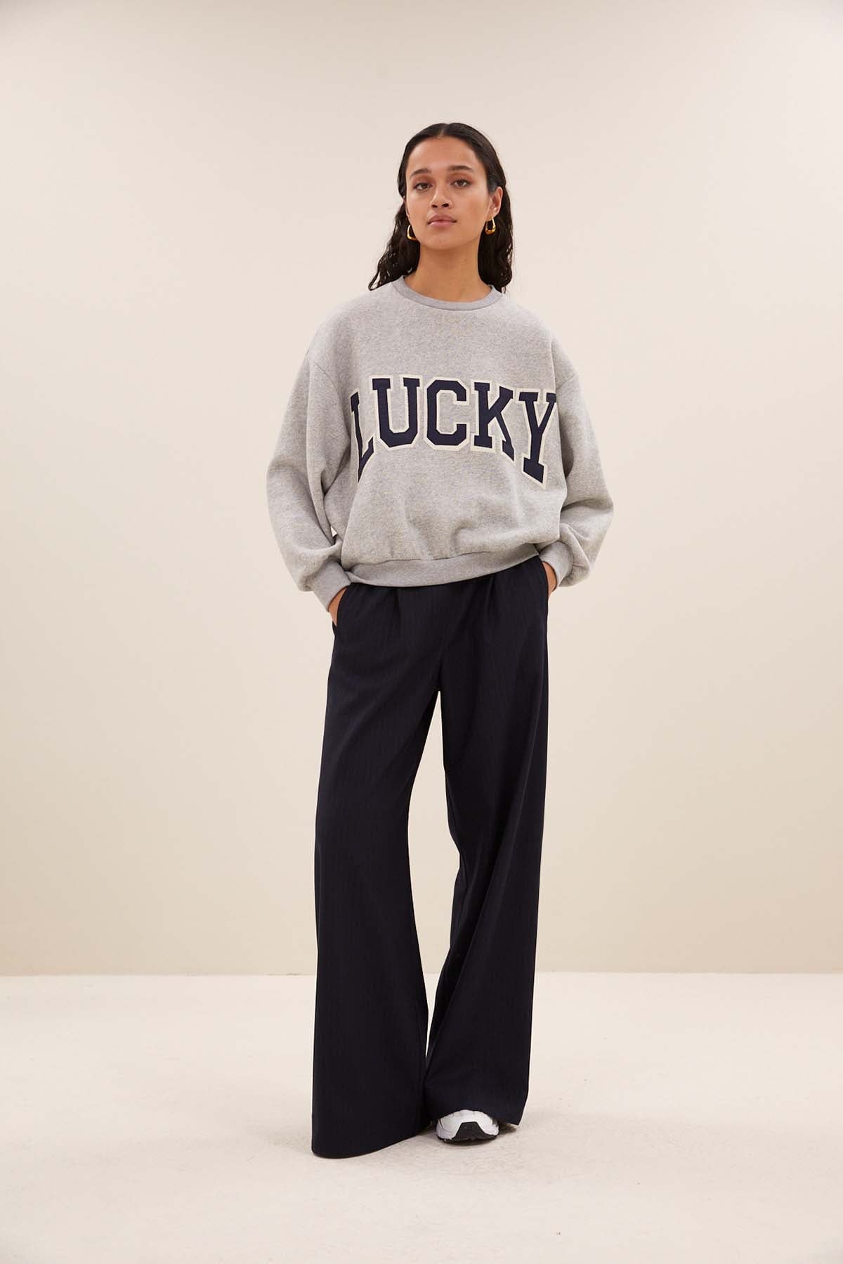 Sweatshirt bibi patchwork grey melee Sweatshirt By Bar 