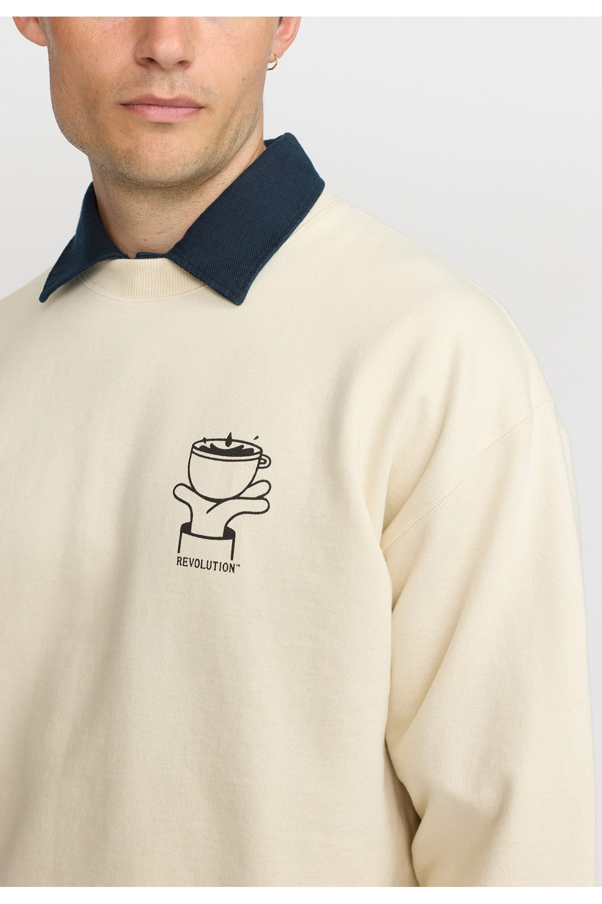 Sweatshirt Printed Crewneck Coffee Club Offwhite Sweatshirt RVLT Revolution 