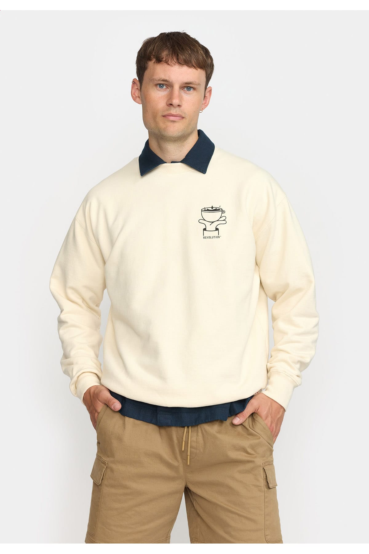 Sweatshirt Printed Crewneck Coffee Club Offwhite Sweatshirt RVLT Revolution 