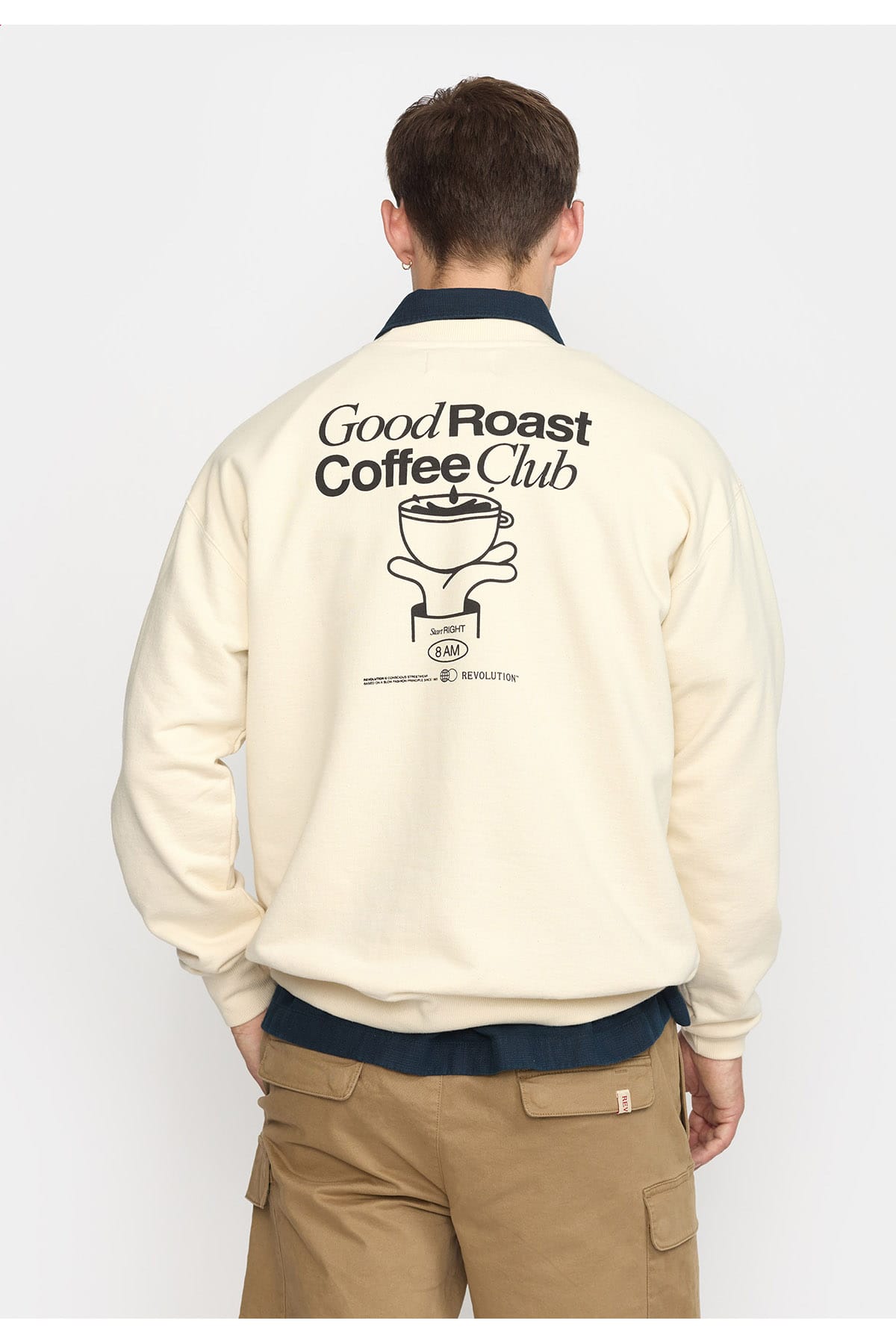 Sweatshirt Printed Crewneck Coffee Club Offwhite Sweatshirt RVLT Revolution 