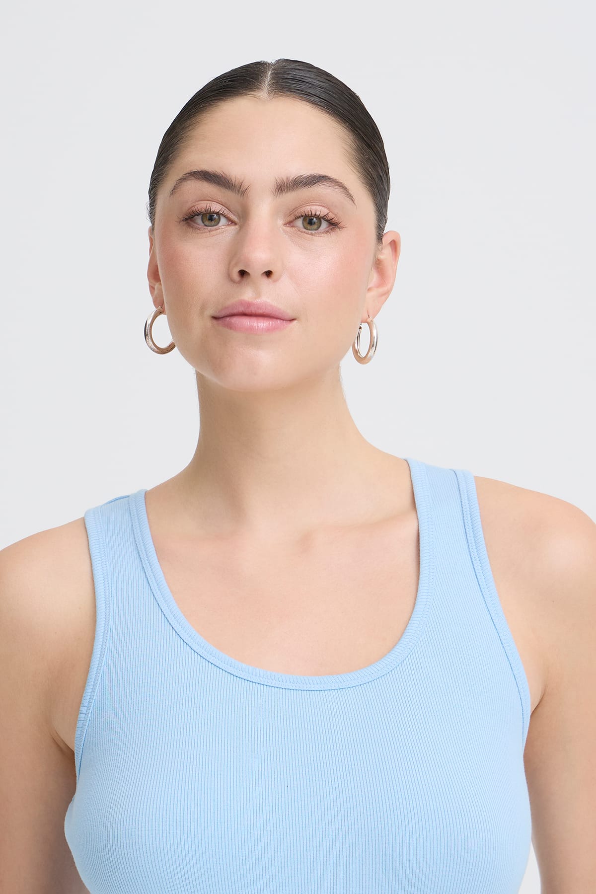 Top IHPALMER RIB BOX TO Powder Blue Top ICHI 