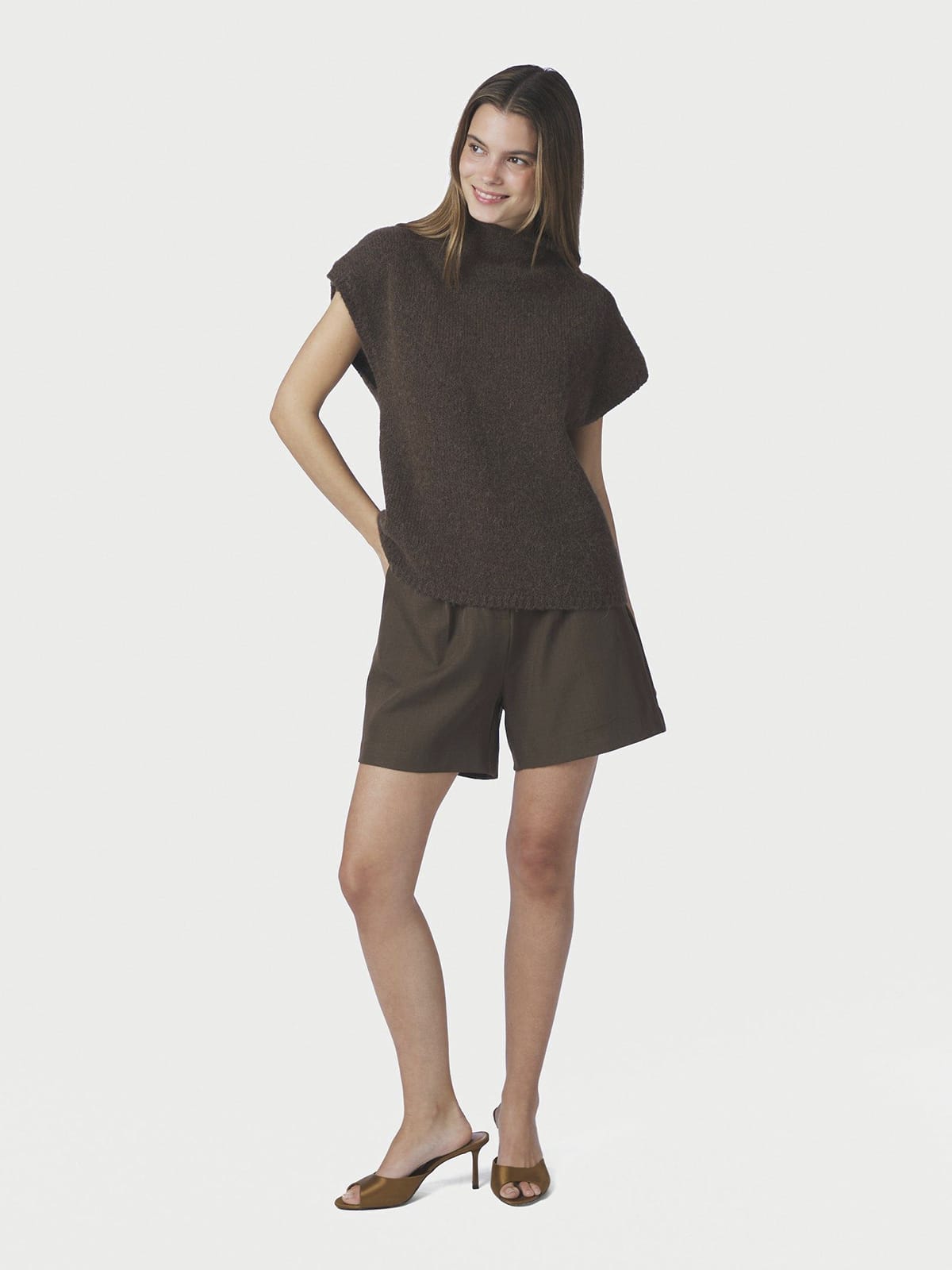 Top Jona Knit Brown Melange Top Neo Noir 