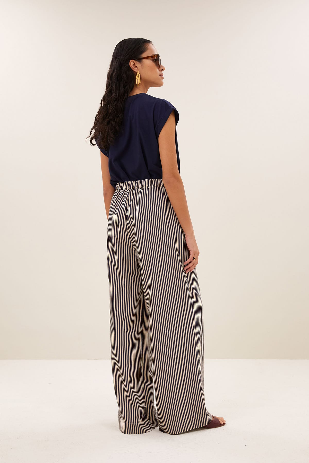 Top tobi striped speed uniform blue Top By Bar 