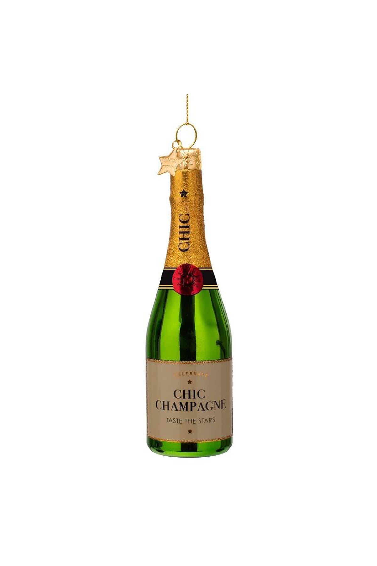 Weihnachtsbaumschmuck Ornament glass green luxury champagne bottle Weihnachtsbaumschmuck Vondels 