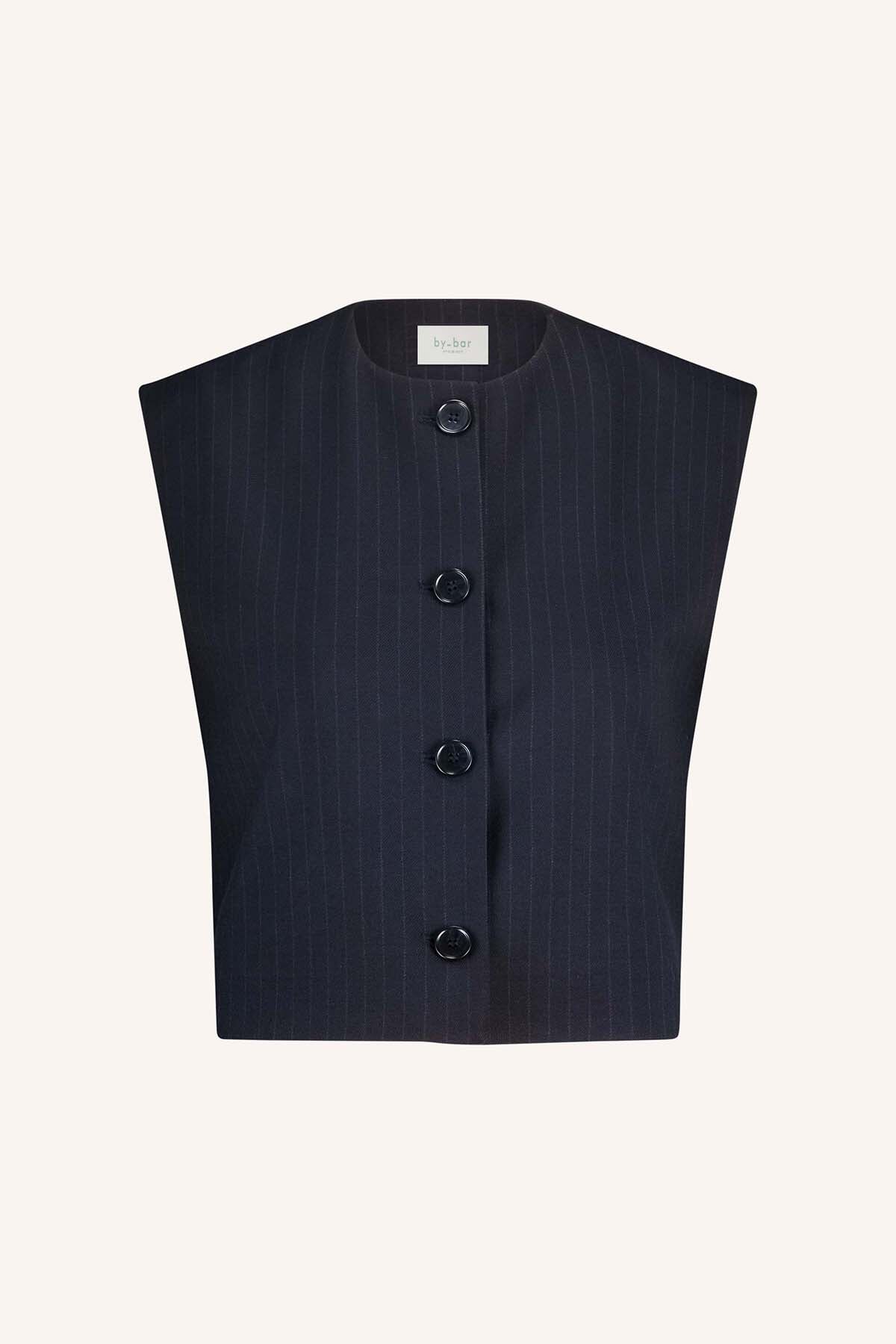 Weste nori pinstripe gilet midnight Weste By Bar 